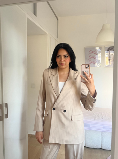 stripped oversize suit
