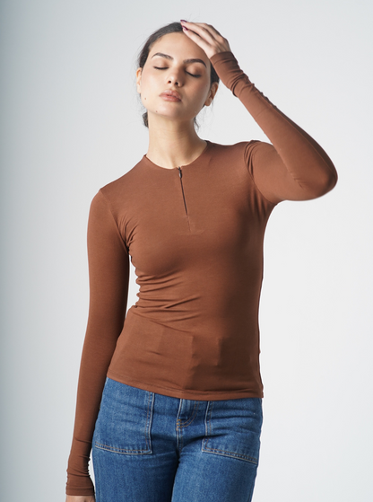 ZIP-UP LONG SLEEVE T-SHIRT
