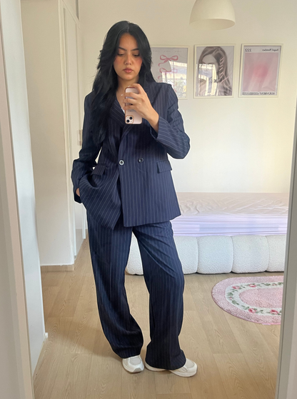 stripped oversize suit