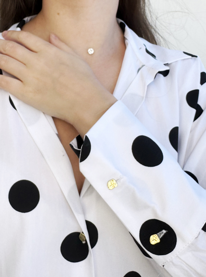 Basic satin shirt gold buttons