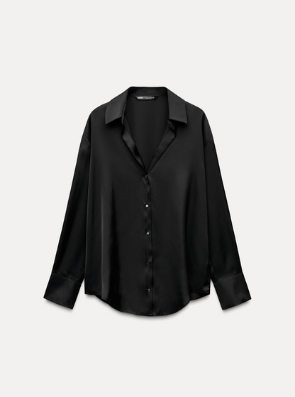 Basic satin shirt gold buttons