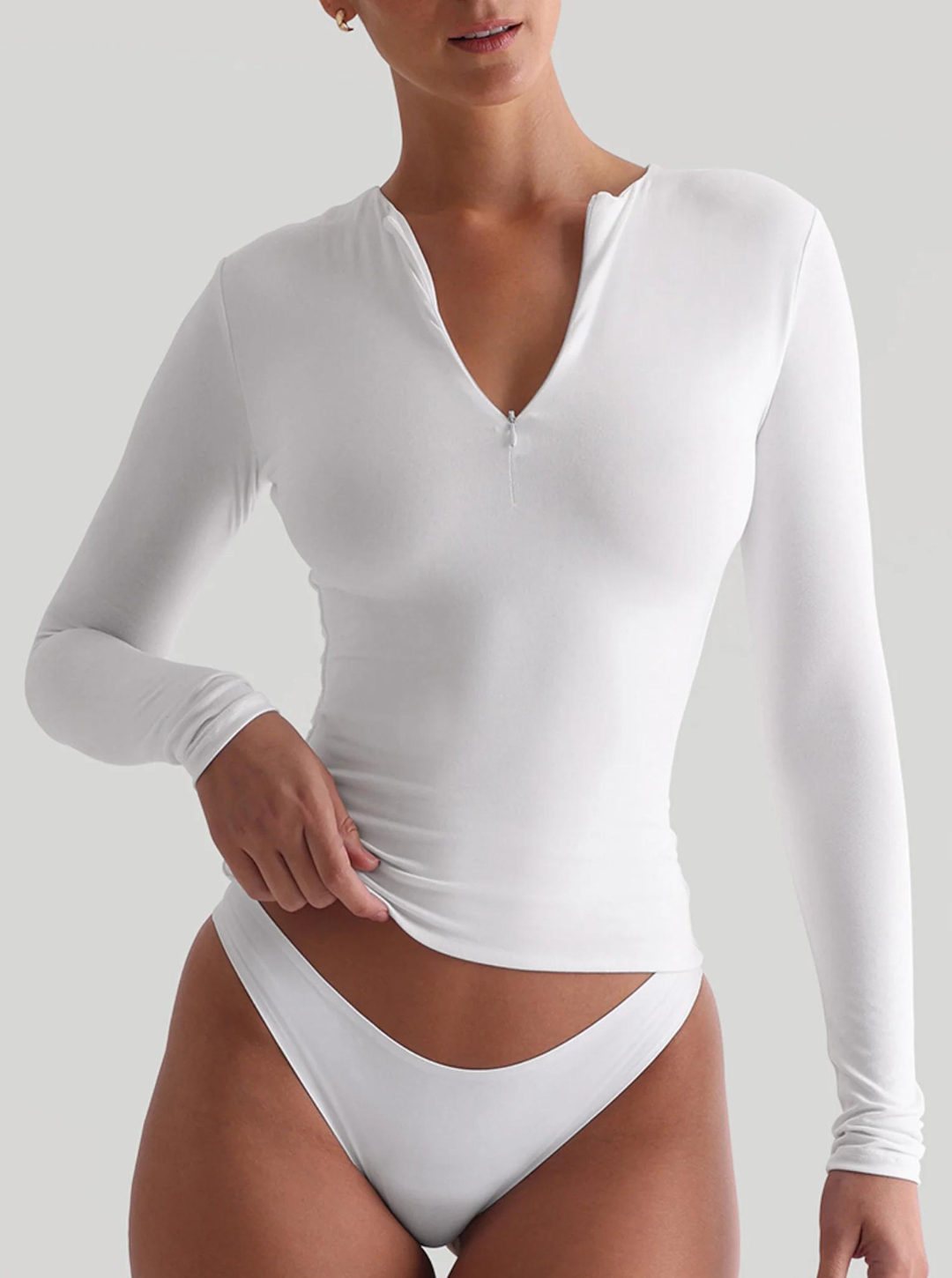 ZIP-UP LONG SLEEVE T-SHIRT