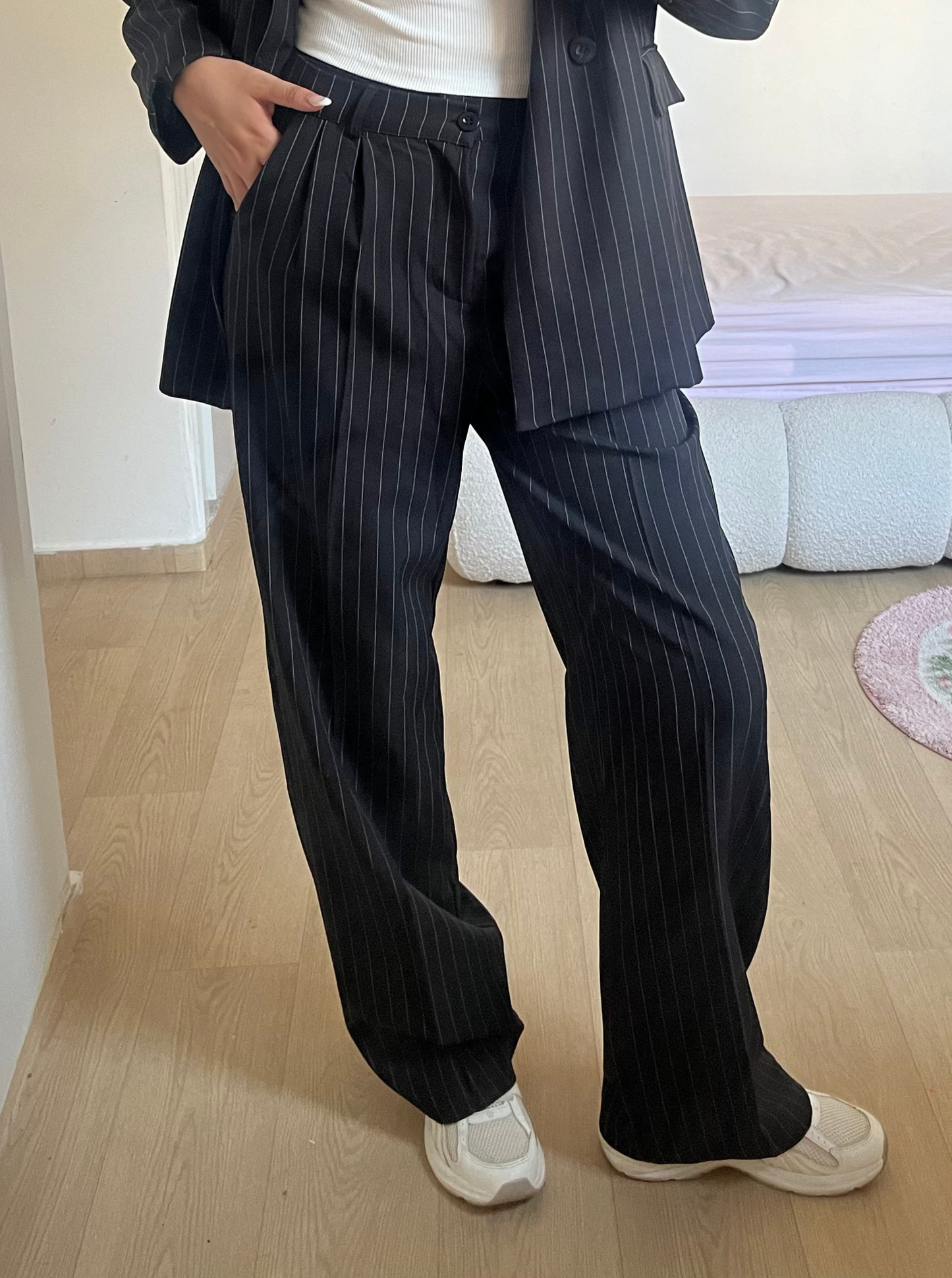 stripped oversize suit