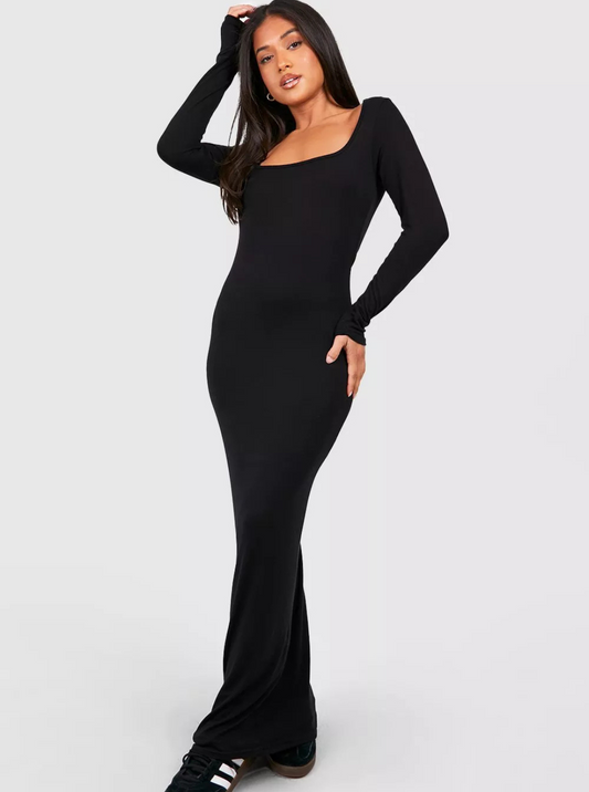 SQUARNECK DRESS ( BLACK)