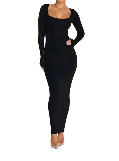 SQUARNECK DRESS ( BLACK)