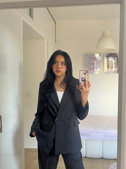 stripped oversize suit